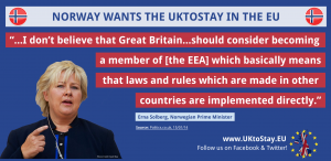 Norway wants the UKtoStay in the EU